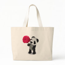 3d Baby Panda Rose Canvas Bags