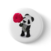 3d Baby Panda Rose Button