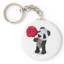 3d Baby Panda Rose Keychains