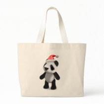3d Baby Panda Santa Tote Bags