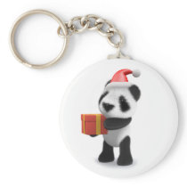 3d Baby Panda Santa Present Key Chains