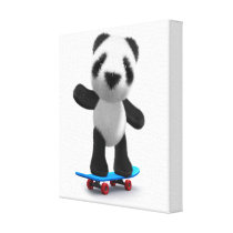 3d Baby Panda Skateboard Canvas Prints