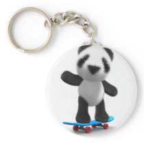 3d Baby Panda Skateboard Key Chain