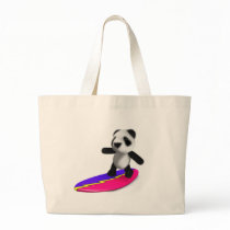 3d Baby Panda Surfing Canvas Bag