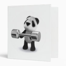 3d Baby Panda Weightlifter Binders
