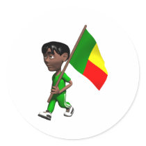 3D Benin Round Stickers