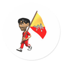 3D Bhutan Round Sticker