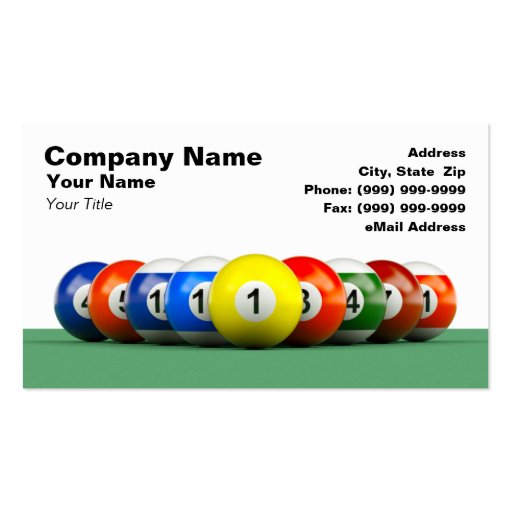 3D Billiard Balls Business Card Templates
