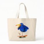 3d Blue Bird Skateboarder Tote Bags