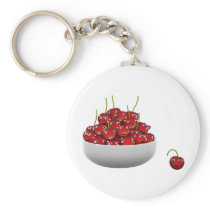 3d Bowl of Cherries laugh Key Chains