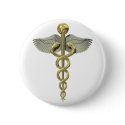3D Caduceus Button for Medical Occupations