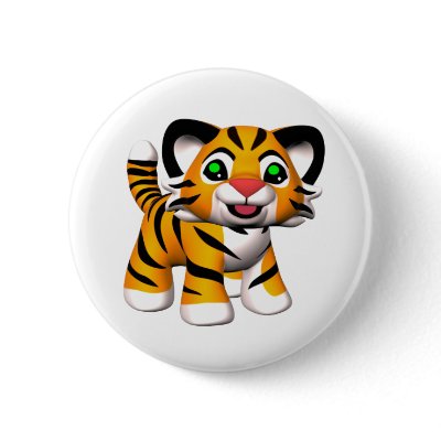 3D Cartoon Tiger Cub Button by mariannegilliand