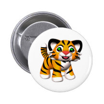 3D Cartoon Tiger Cub Button