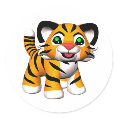 3D Cartoon Tiger Cub Stickers by mariannegilliand