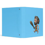 3d Caveman running with Club 3 Ring Binders