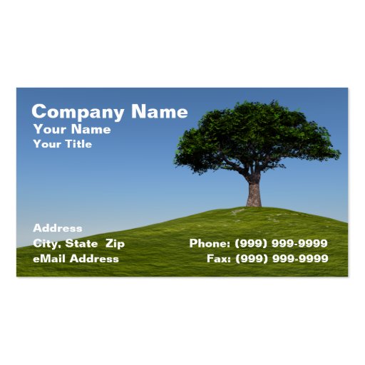 3D Cherry Tree on Hill Against Clear Blue Sky Business Card