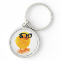 3d Chick in Glasses Keychains