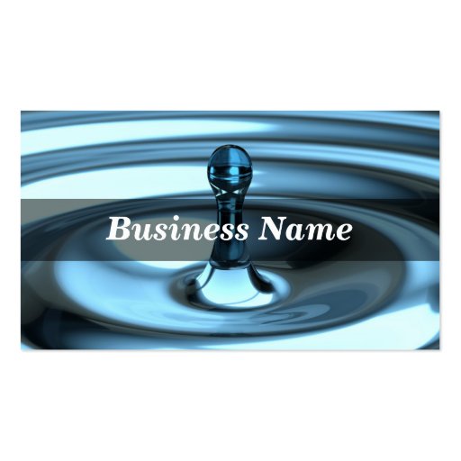 3D Closeup of Perfect Blue Water Drop Business Card Templates (front side)