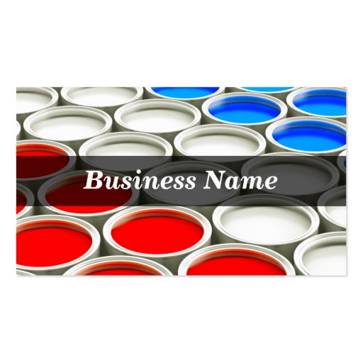 3D Colored Paint Cans (Red White & Blue) Business Card Template (front side)