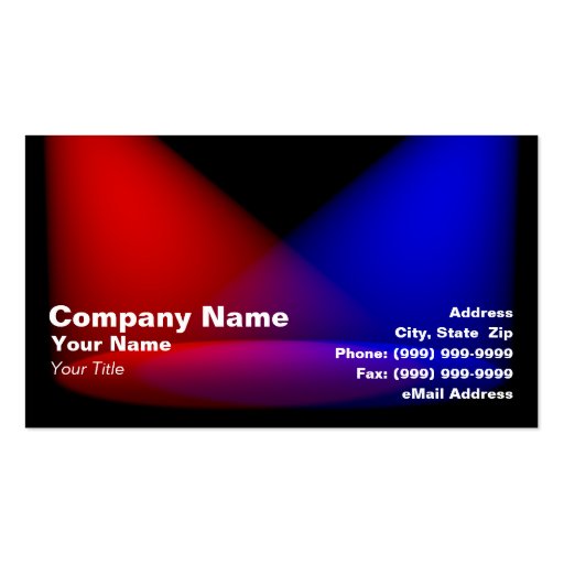 3D Colored Spotlights (Red & Blue) Business Cards (front side)