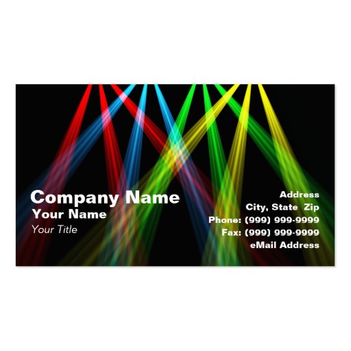 3D Colored Spotlights (RGBY) Business Card (front side)