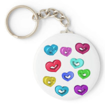 3D Colorful Hearts keychains