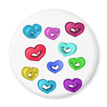3D Colorful Hearts magnets