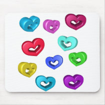 3D Colorful Hearts mousepads