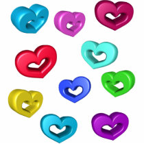 3D Colorful Hearts photo sculptures
