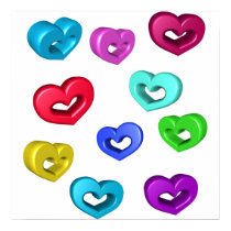 3D Colorful Hearts posters