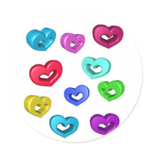 3D Colorful Hearts stickers