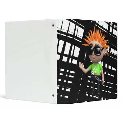 3d Cool Punk Waves 3 Ring Binders by hightees
