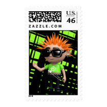 3d Cool Punk Waves Postage Stamps
