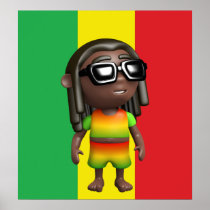 3d Cool Rasta in Sunglasses Posters