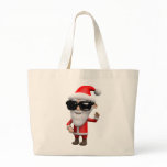 3d Cool Santa Claus Waving Canvas Bags