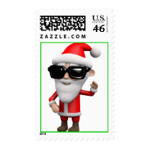 3d Cool Santa Claus Waving Stamps