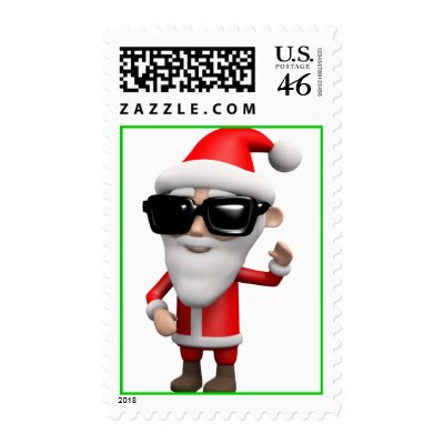 3d Cool Santa Claus Waving Stamps by HitRender