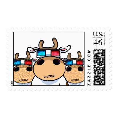 3D Cows Postage Stamp by StiKtoonz
