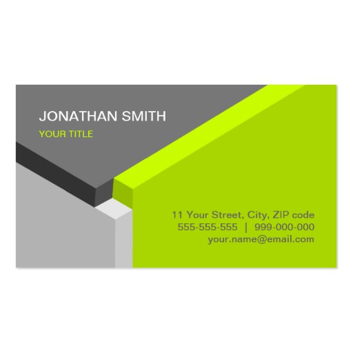 3D Cube Lime / Grey business card (front side)