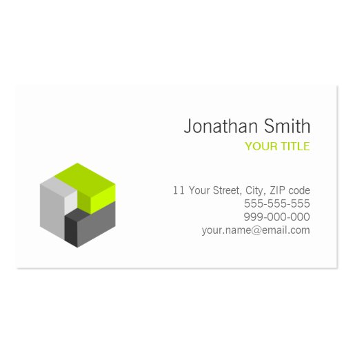 3D Cube Lime / Grey business card