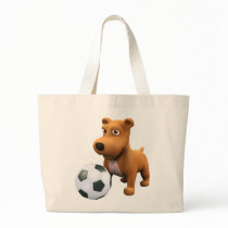 3d Cute Dog Footballer (Any Color U Like) Tote Bags