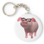 3d Cute Little Piglet wearing Reading Glasses Keychains