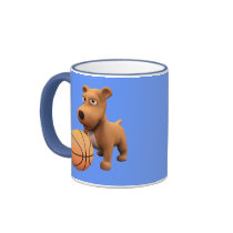 3d Dog Basketball Player (editable) Mugs