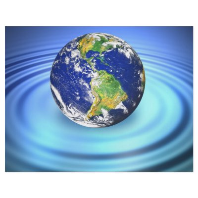 3D Earth Floating on Water Ripples Flyers by graficallyminded