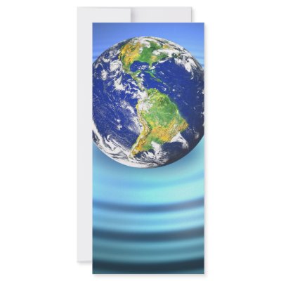 3D Earth Floating on Water Ripples Rack Card by graficallyminded