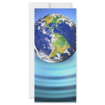 3D Earth Floating on Water Ripples Rack Card