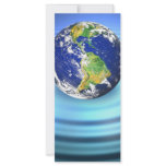 3D Earth Floating on Water Ripples Rack Card