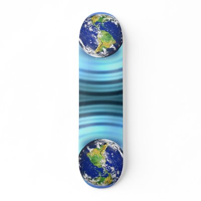 3D Earth Floating on Water Ripples Skate Boards by graficallyminded