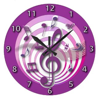 3D Effect Musical Notes retro look wall clock