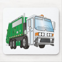 3d Garbage Truck Green White Cab Mouse Pads